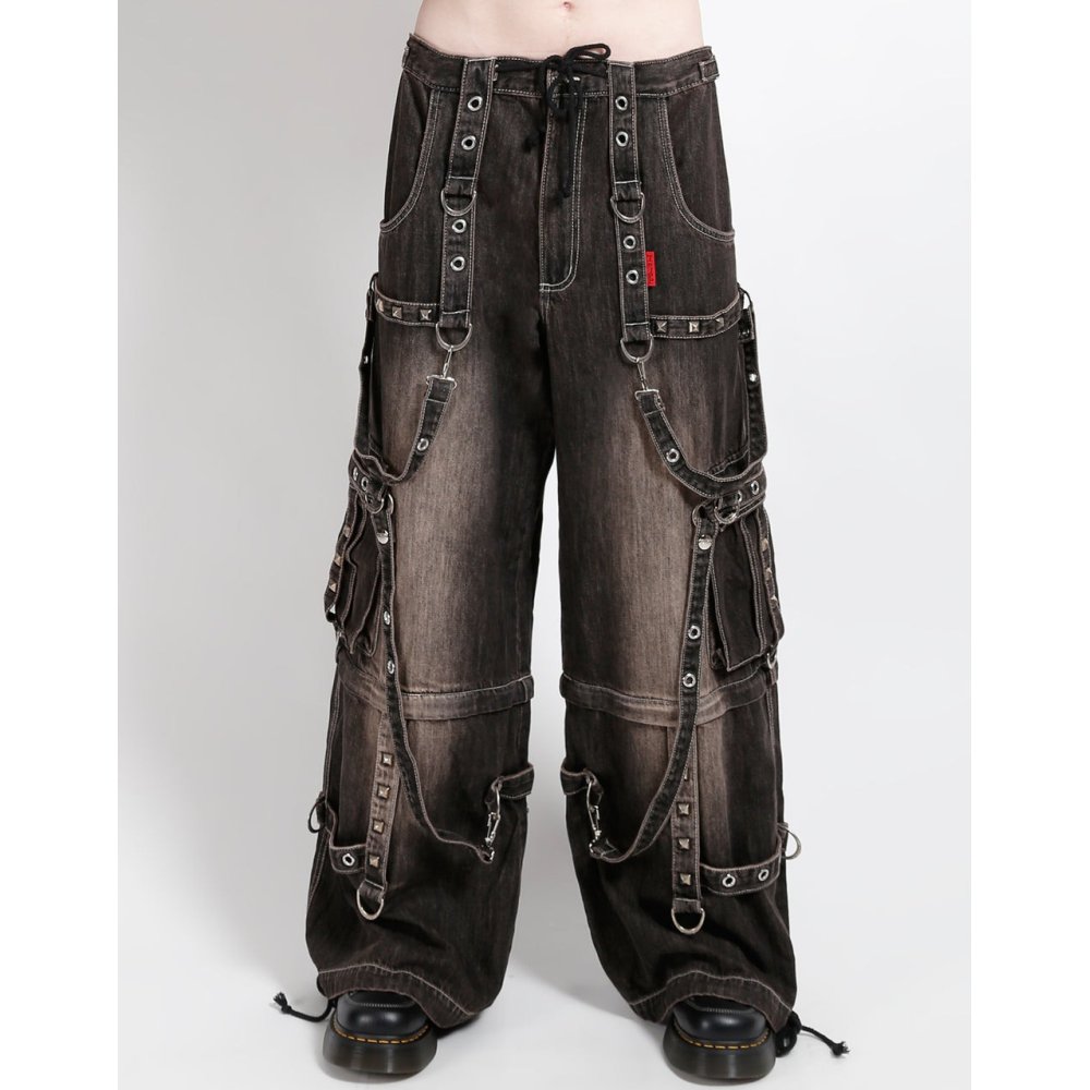 Tripp NYC - Denim Strap Dirty Wash Wijde broek - Zwart